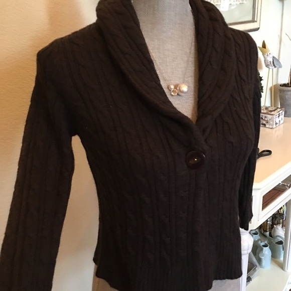 LOFT Sweaters - Brown cable cardigan